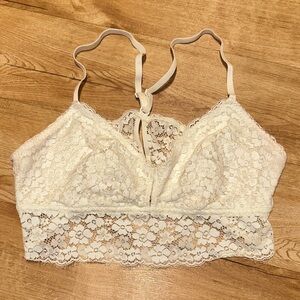 Aerie American Eagle Outfitters Elegant Lace Bralette in Cream sz XL